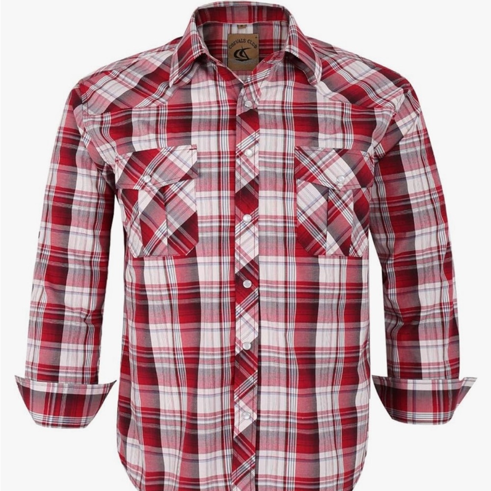 Men’s Red Plaid Dress Shirt